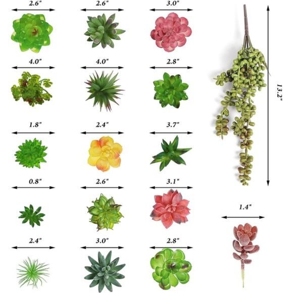 Fake Succulents Plants Artificial, 17 PCS Faux Suculentas Unpotted, Assorted - Picture 4 of 6